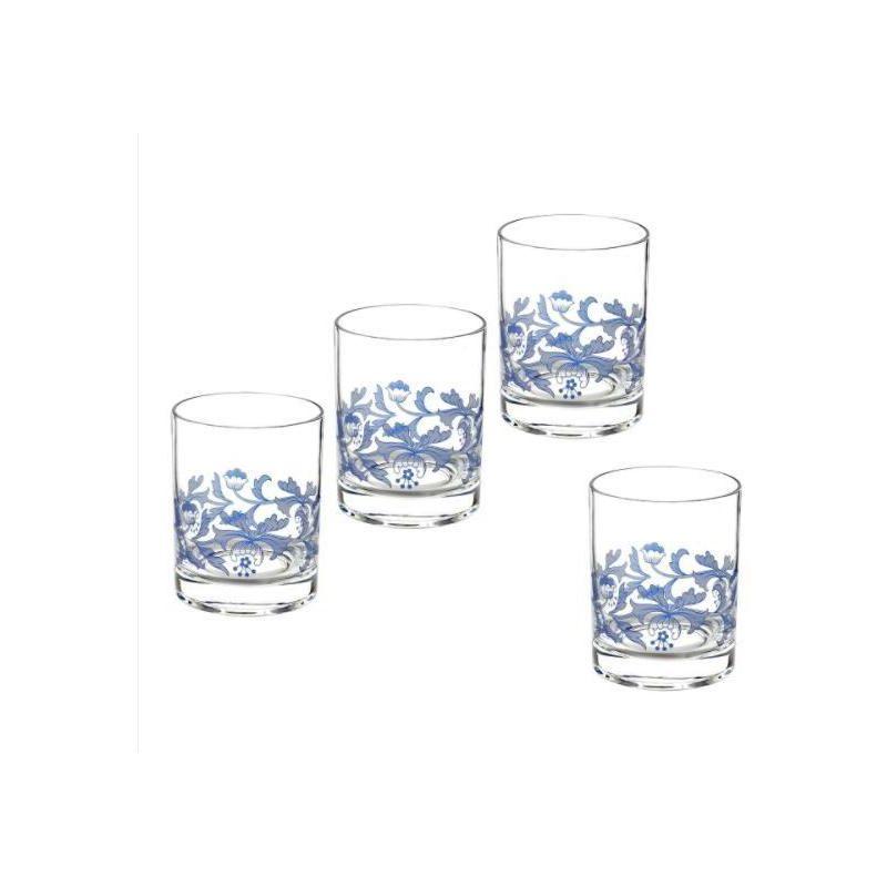 Spode Blue Italian Double Old Fashioned Glasses, 14 oz, Set of 4