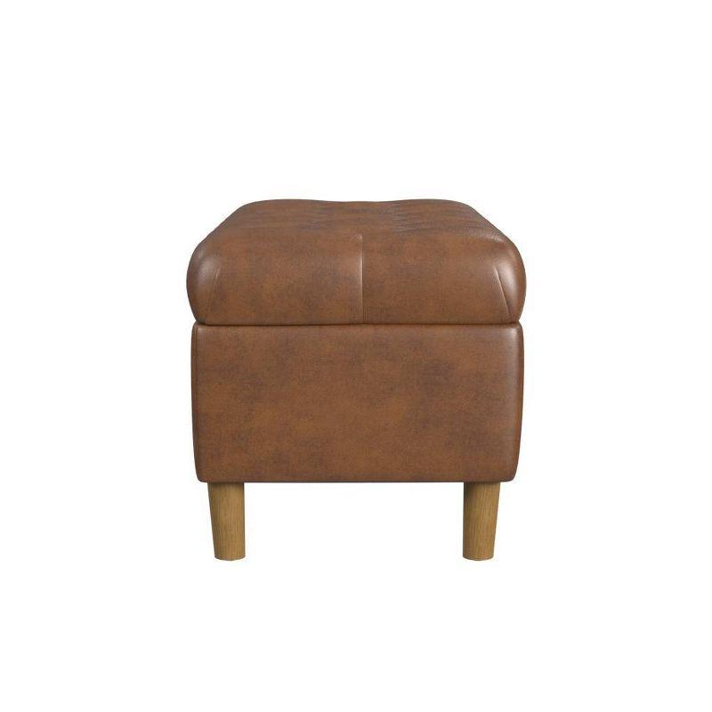 Button Tufted Storage Bench with Cone Wood Legs - HomePop