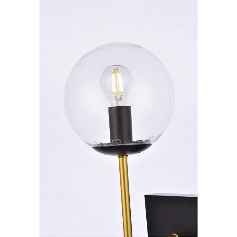 Elegant Lighting Neri 1 light black and brass and clear glass wall sconce