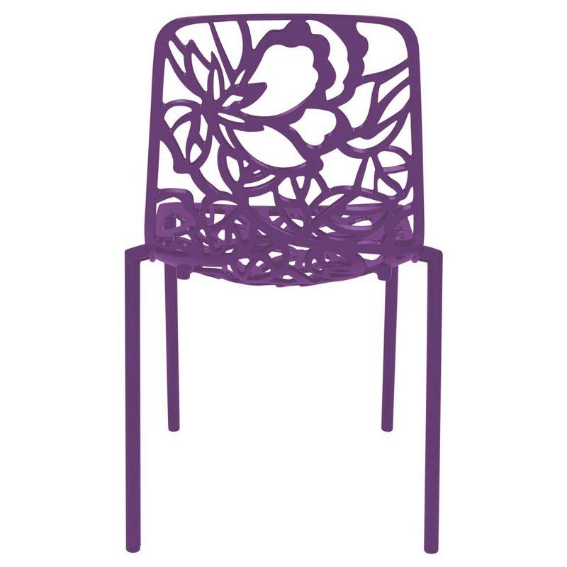 LeisureMod Devon Modern Aluminum Outdoor Stackable Dining Chair, Purple