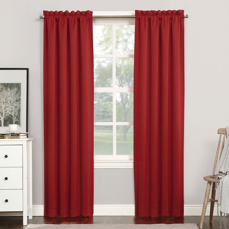 40"x84" Sun Zero Blackout Kenneth Energy Saving Rod Pocket Curtain Panel Red: Noise Reduction, Energy Efficient