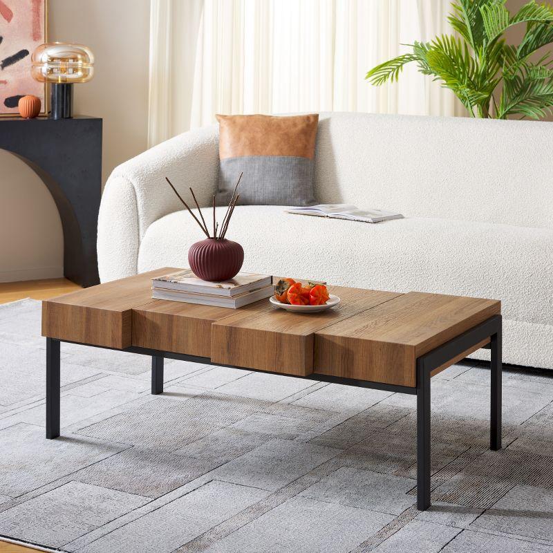 Alexander Coffee Table - Multi Brown/Black Metal Legs - Safavieh