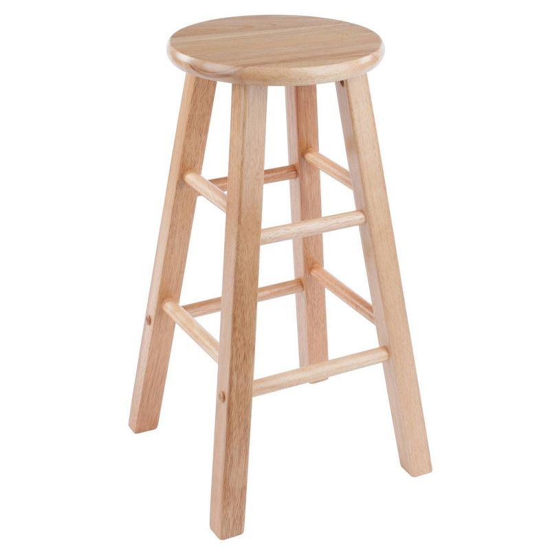 Transitional Natural Wood Backless Counter Stool, 24"H Beige