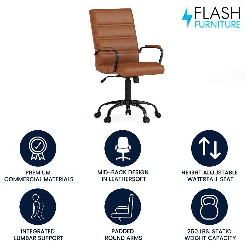 Mid-Back Executive Swivel Office Chair with Metal Frame and Arms