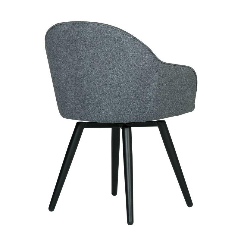 Charcoal Gray Metal Swivel Armchair with Upholstered Seat