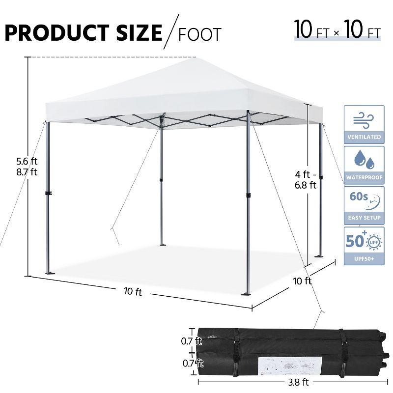 Yaheetech 10x10ft Pop-up Canopy with One-Push-To-Lock Setup Mechanism