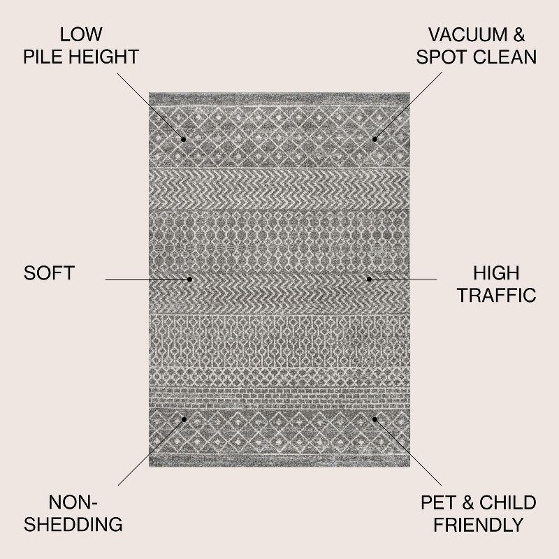 3' x 5' Arta Moroccan Modern Geometric Rug Area Rug, Gray/Cream - JONATHAN Y
