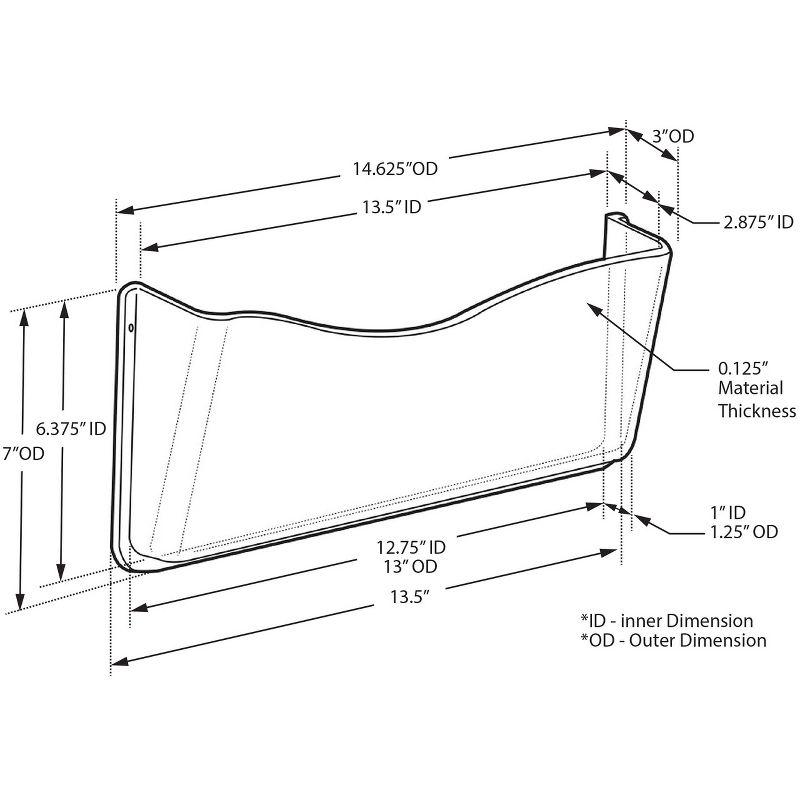 Clear Plastic Wall Mount File Holder with Hanging Hardware, 4-Pack