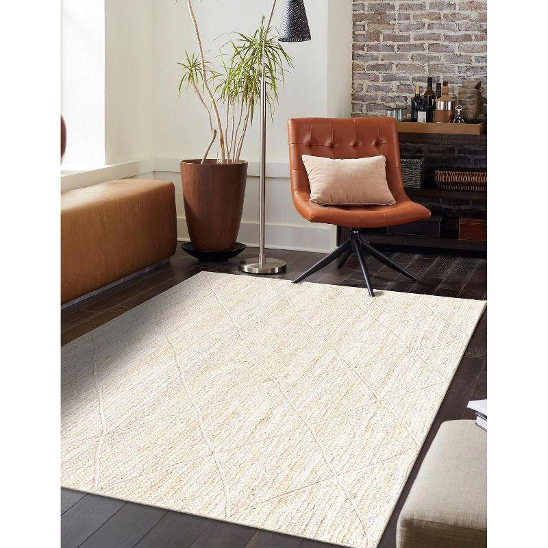 Hand-Braided Ivory Jute 8x11 Rectangular Area Rug