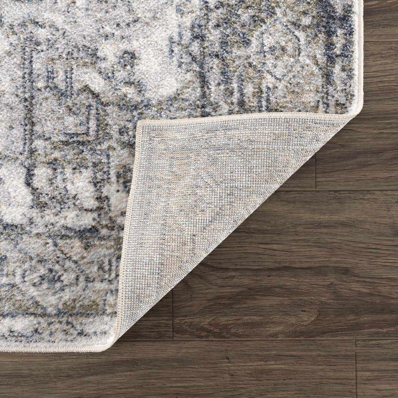 Medallion Design Performance Beige Machine Washable Area Rug