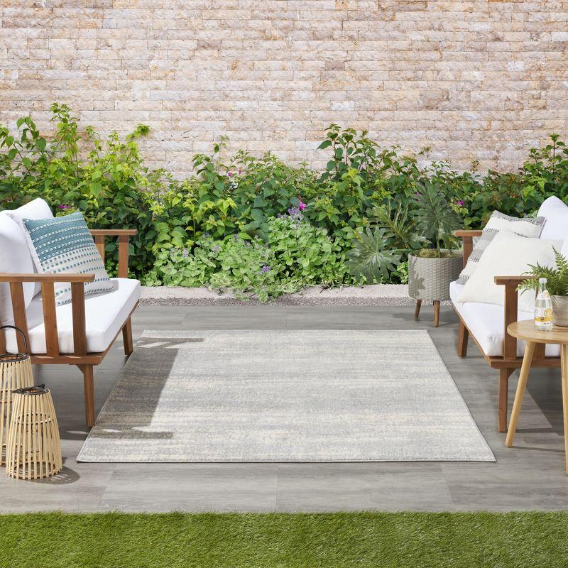 Nourison Essentials Abstract Low Pile Indoor Outdoor Area Rug 5' x 7' Grey/Beige