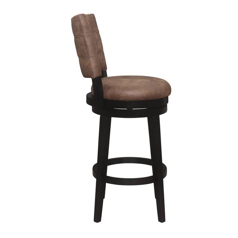 30" Kaede Wood and Upholstered Swivel Barstool Black/Chestnut - Hillsdale Furniture: Matte Finish, Faux Leather, Fixed Height