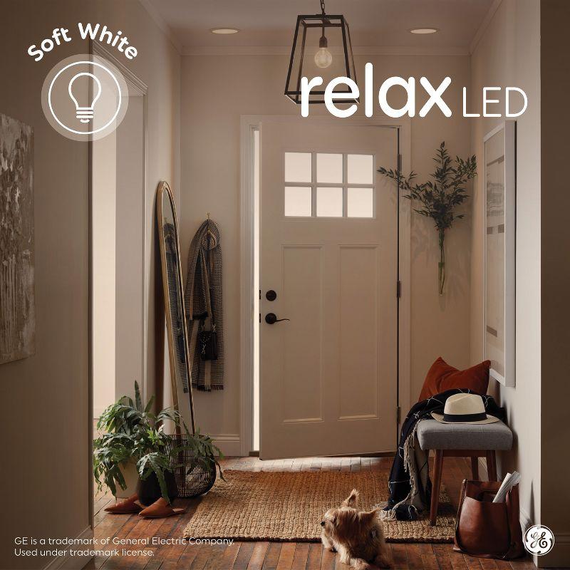 GE 2pk 40W Relax Clear LED Decorative Light Bulbs Soft White: E12 Candelabra Base, Dimmable, Energy Star, 13.7-Year Life