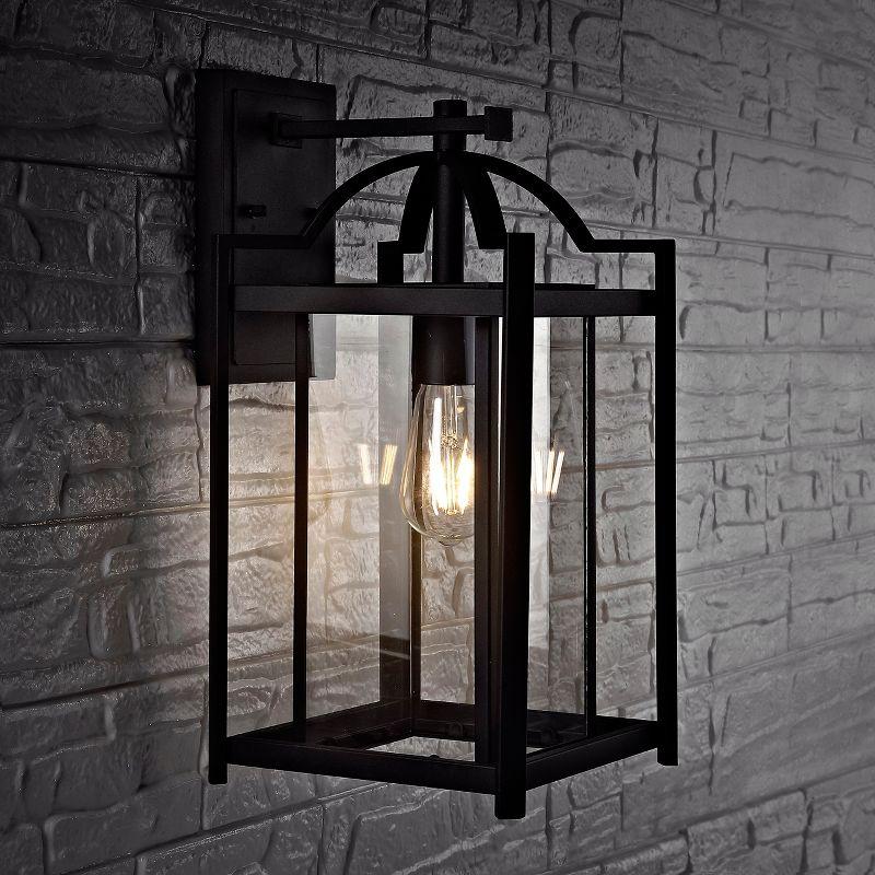 Pagoda-Inspired Black Iron Outdoor Wall Lantern