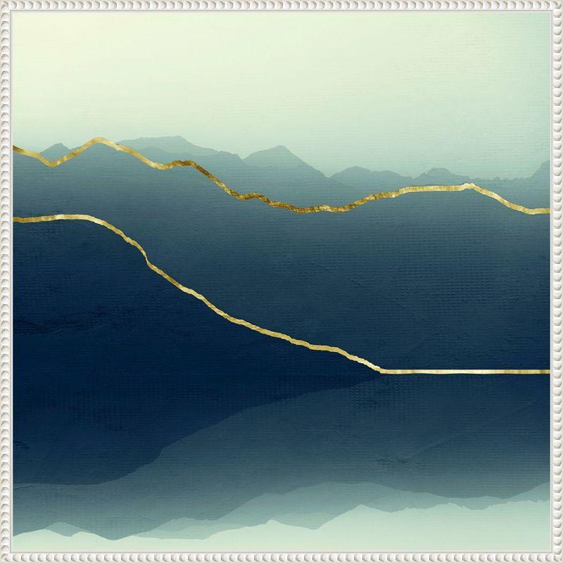 Gold Lined Abstract Mountain Framed Canvas Wall Art