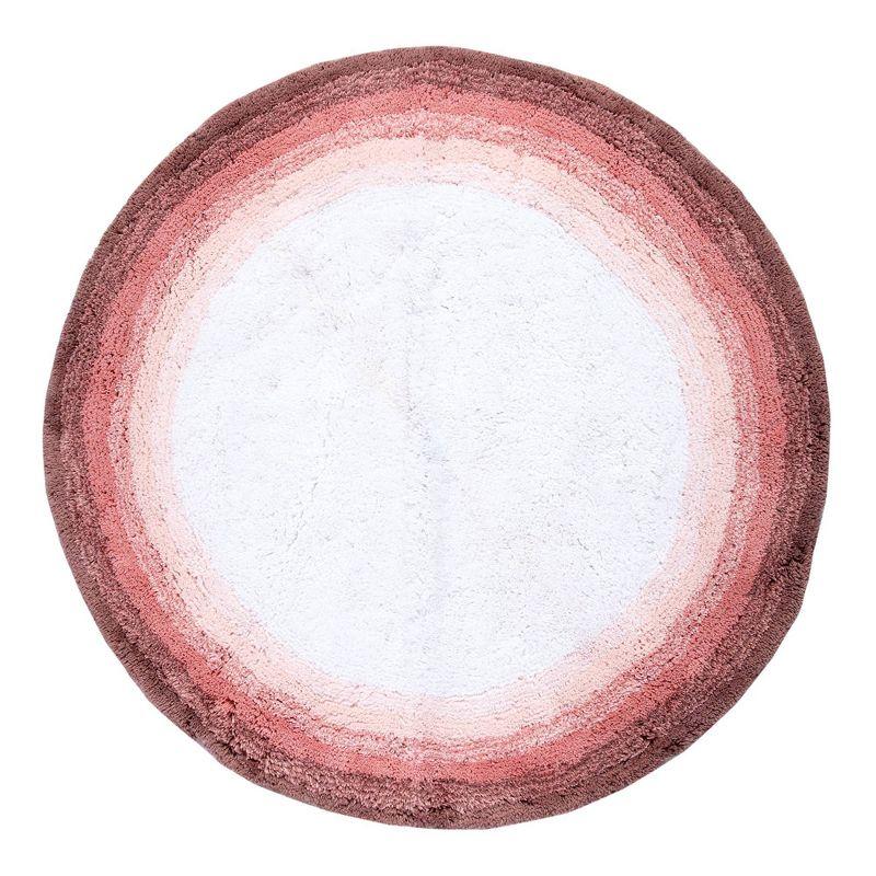 Rose and White Round Cotton Bath Rug