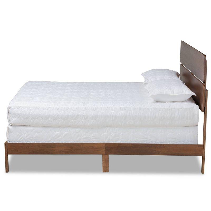 Anthony Walnut Queen Wood Panel Bed with Slatted Headboard