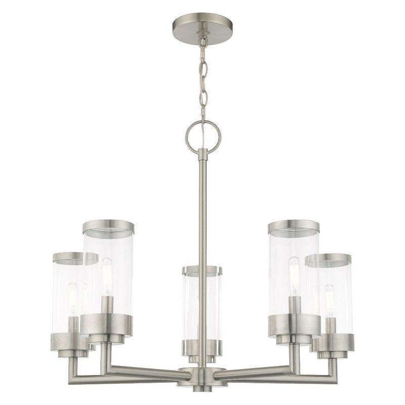 Taylen 5 - Light Stainless Steel Cylinder Chandelier