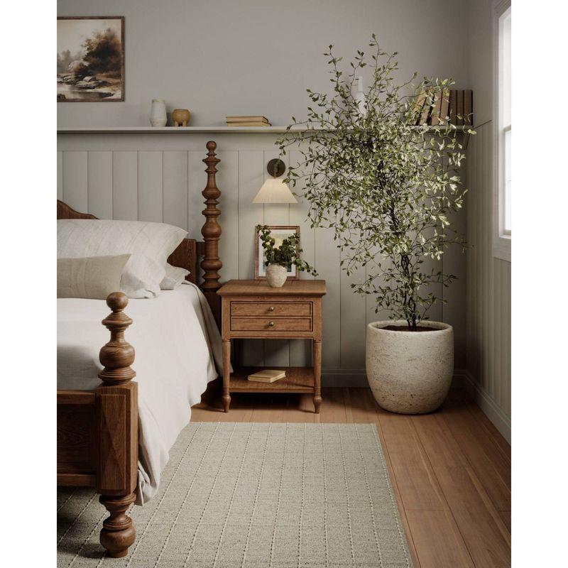 Natural Handloomed Wool Blend Striped Rectangular Rug