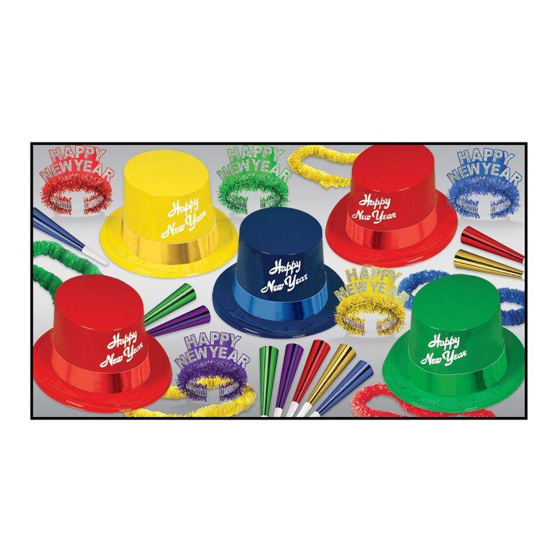 Beistle New Year Legacy Assortment for 10 guests includes 45 items Silver