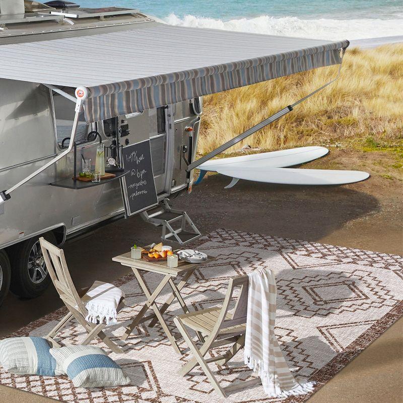 4'x6' Marokko Diamond  Medallion Indoor/Outdoor Area Rug, Beige/Brown - JONATHAN Y