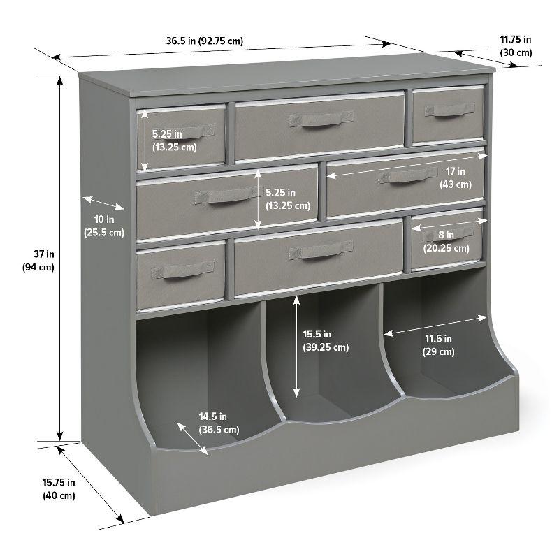 Gray MDF Kids Storage Unit with Baskets and Bins