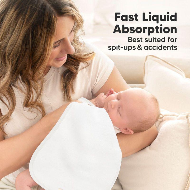 KeaBabies 5pk Urban Baby Burp Cloths, Organic Burping Cloth for Babies, Burp Rags for Baby Girls, Boys  (Soft White)