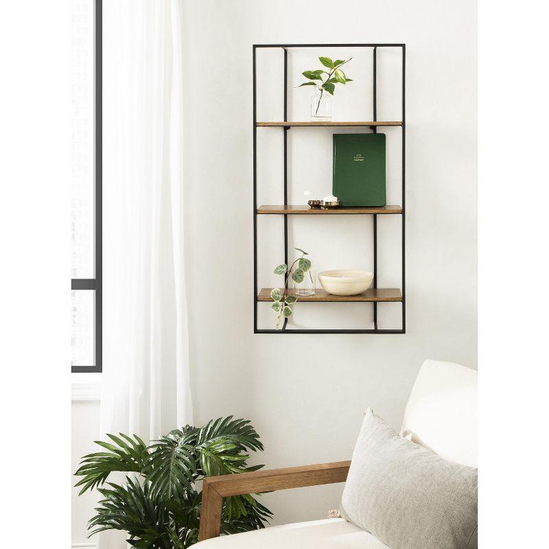 Kate and Laurel Kercheval Rectangle Metal Accent Shelf, 15x32, Rustic Brown