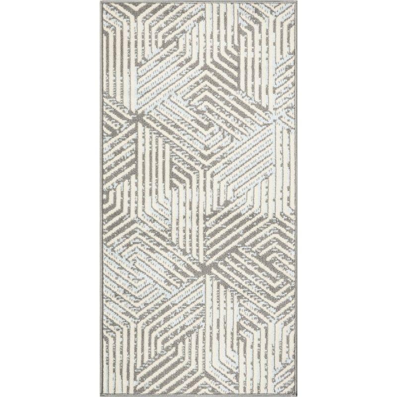 Grafix Gray Geometric 2' x 4' Synthetic Area Rug