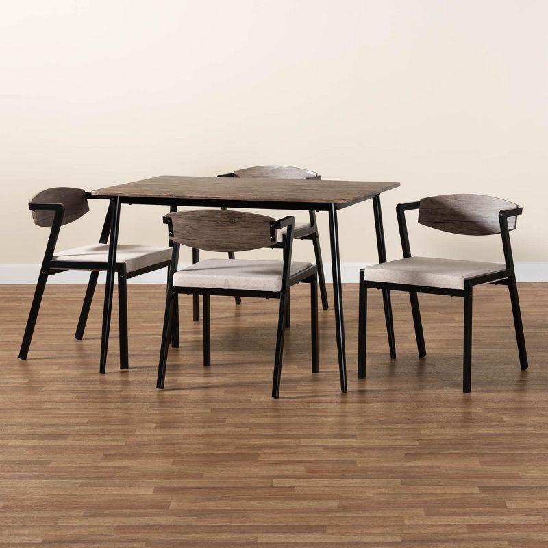 Baxton Studio Revelin Industrial Beige Fabric and Metal 5-Piece Dining Set