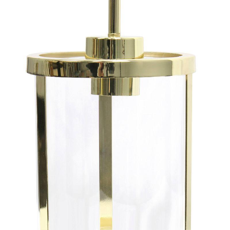 1-Light 9.25" Modern Farmhouse Adjustable Hanging Cylindrical Clear Glass Pendant Fixture with Metal Accent - Lalia Home