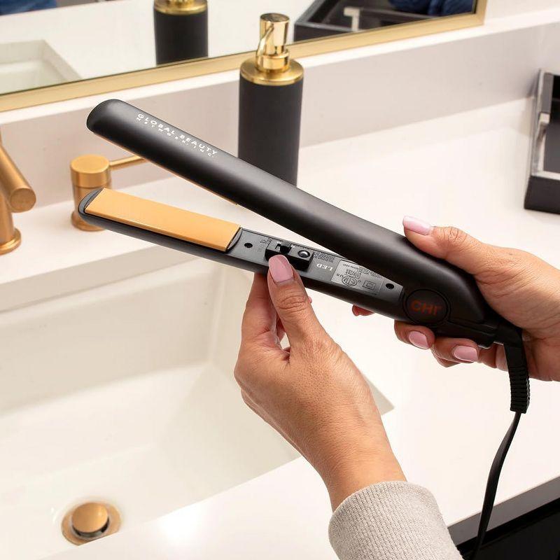 CHI Original Ceramic Hair Straightener Flat Iron 1 Inch Ceramic Floating Plates Quick Heat Up Analog On/Off Switch - Black
