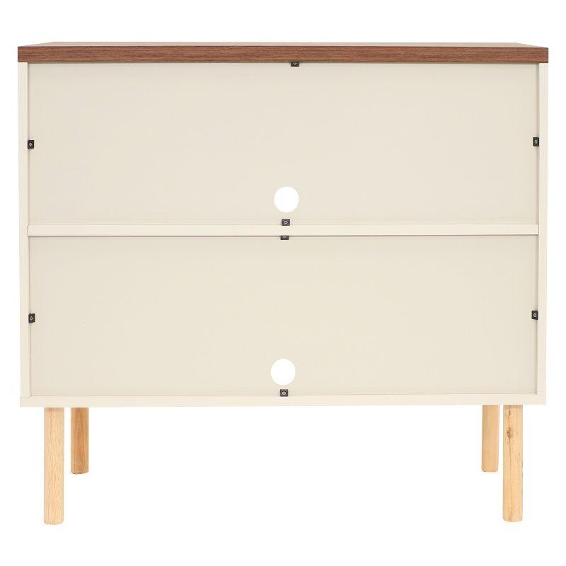 Latte Mid-Century Modern 2-Door Accent Cabinet with Eucalyptus Legs