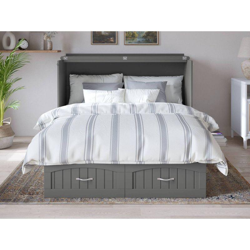 Queen Nantucket Murphy Bed Chest USB Turbo Charger Gray - AFI: Space-Saving, Built-In Charging, No Box Spring Required