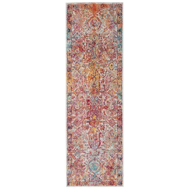 Crystal CRS505 Power Loomed Runner Rug - Light Blue/Orange - 2'2"x9' - Safavieh.