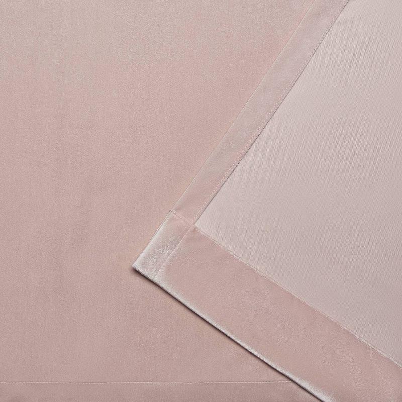 Blush Velvet Light-Filtering Pleated Curtain Panels, 52"x84"