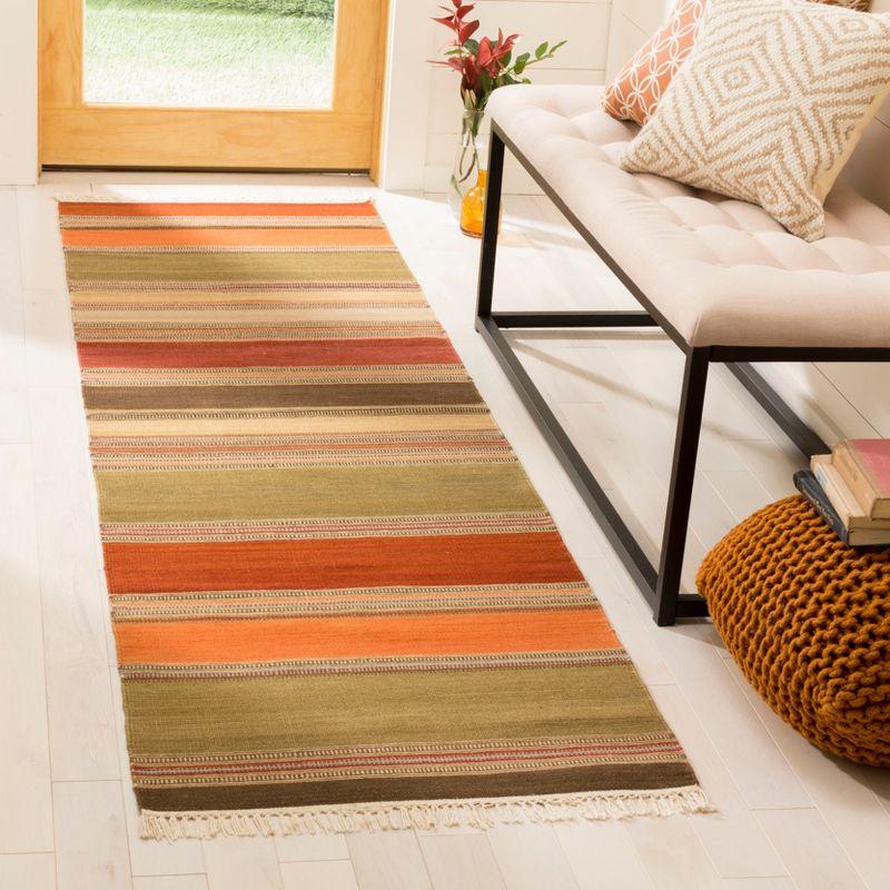 Handmade Multicolor Wool Striped Kilim Runner Rug