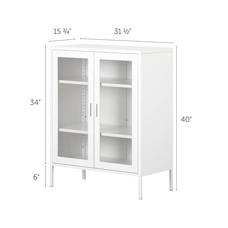 Eddison Mesh 2 Door Storage Cabinet Pure White - South Shore: Metal Frame, Adjustable Shelves, Wall Anchor