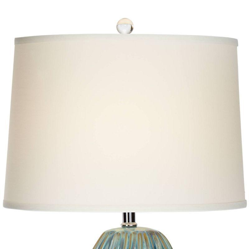 31" Blue Green Ceramic Coastal Table Lamp with Neutral Shade