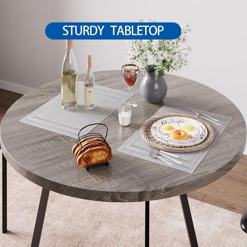 17 Stories Dining Table Set For 2, Round Kitchen Table And Upholstered Chairs For 2, 3 Piece Dining Room Table Set