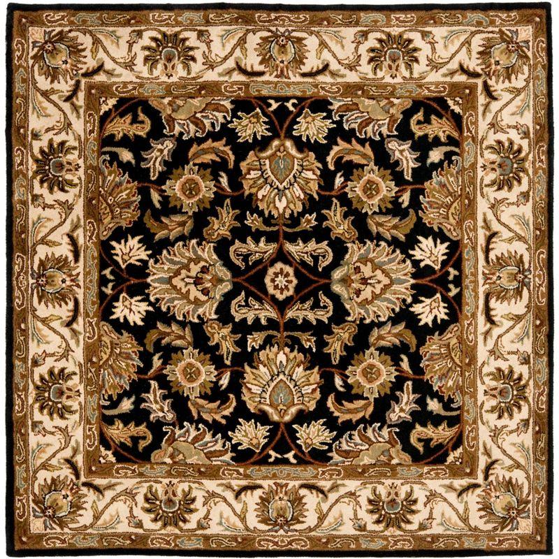 Heritage HG628 Hand Tufted Area Rug - Black/Beige - 4'x4' - Safavieh.