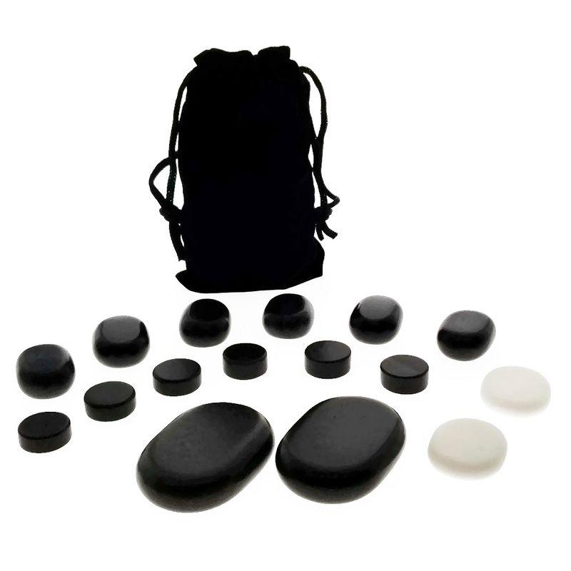 16pc Facial Massage Basalt Stone Set w/Velvet Travel Pouch