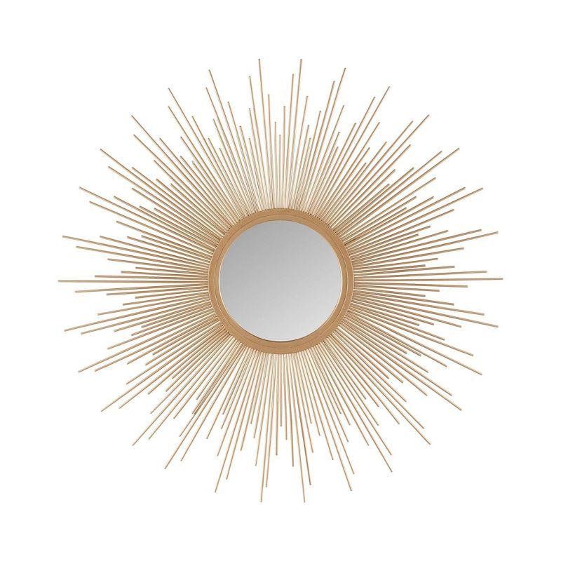 29.5" Round Dia Fiore Sunburst Decorative Wall Mirror Gold - Madison Park
