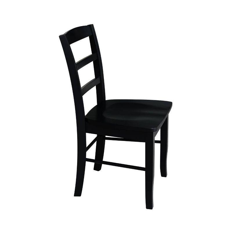 Elegant Black Solid Wood Ladderback Side Chair Set