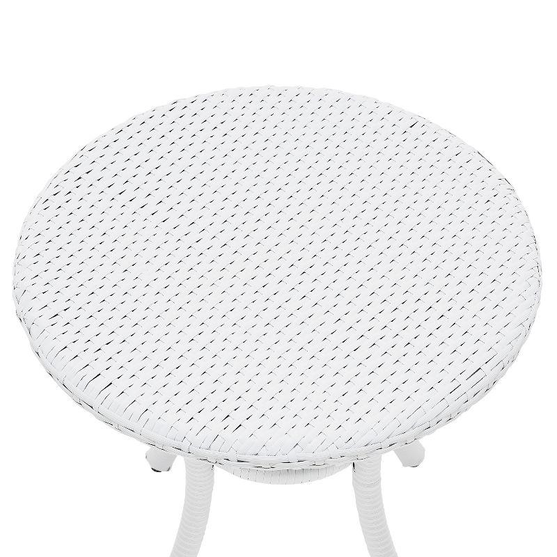 Crosley Palm Harbor Outdoor Wicker Round Side Table in White: UV-Resistant, Powder-Coated Steel Frame