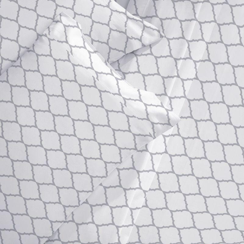 California Design Den 4-Piece Printed Full Sheets Set - 100% Organic Cotton Percale, Deep Pocket, - Quatrefoil Grey