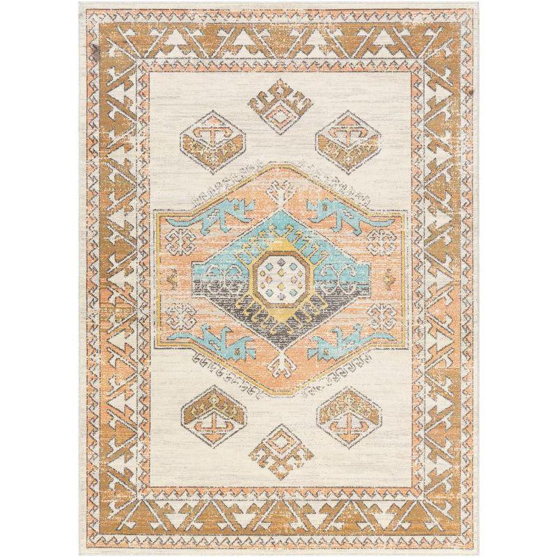 Habsburg Oval Blue and Beige Hand-knotted Synthetic Rug 5' x 7'