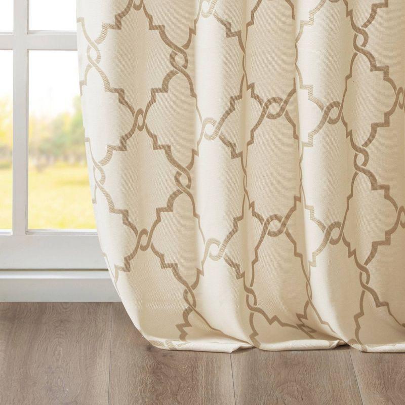 Fretwork Print Grommet Top Window Curtain Panel