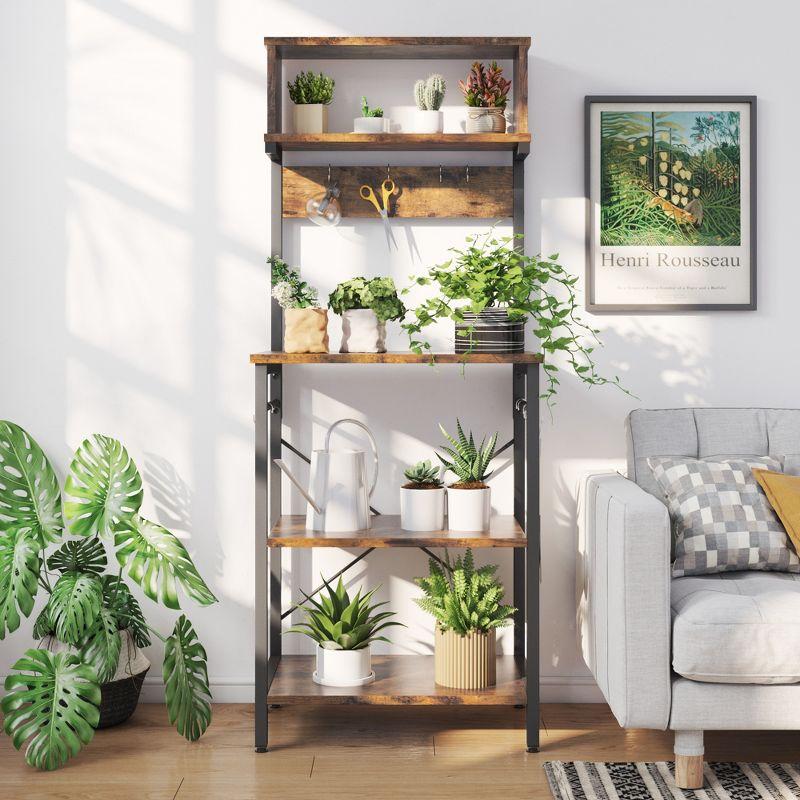 Bestier 5 Tier Microwave Stand, Coffee Bar Table with Storage for Small Space Kitchen 24in brown