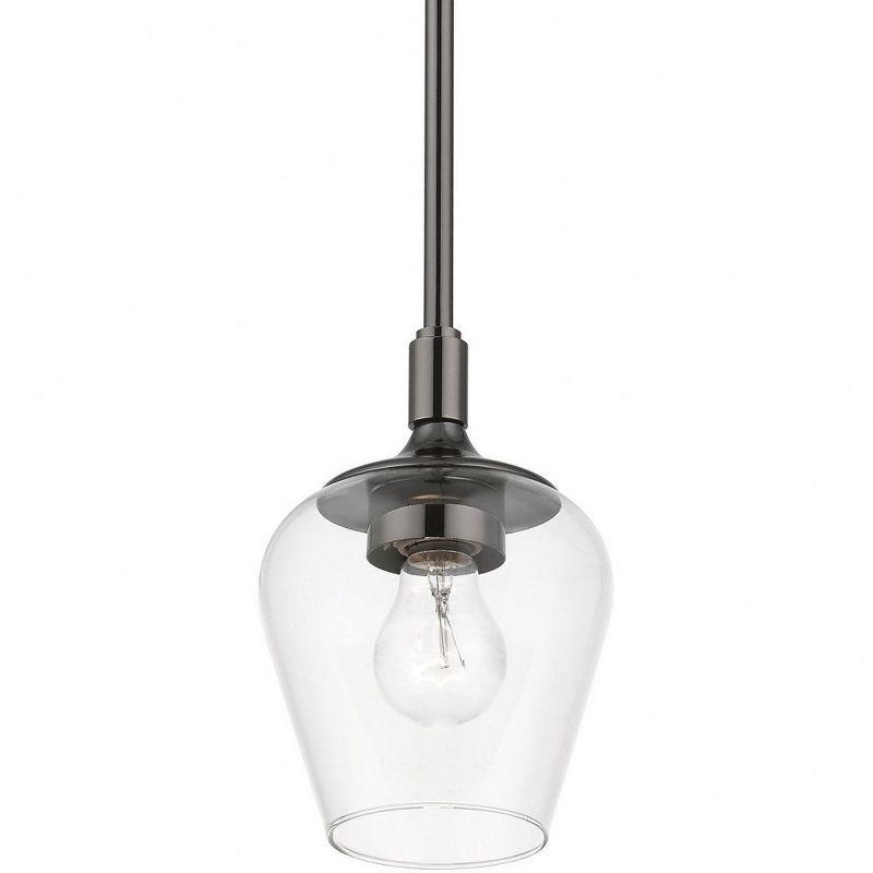 Willow Transitional 1-Light Pendant in Black Chrome with Clear Glass